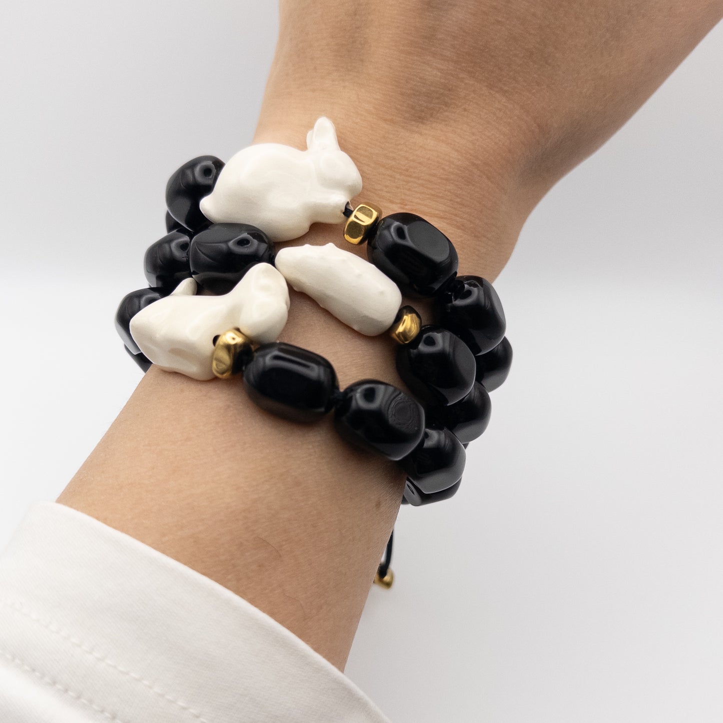 Браслет керамічний Весті ручної роботи з натуральним камінням