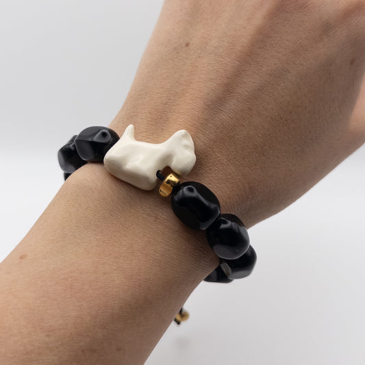 Браслет керамічний Весті ручної роботи з натуральним камінням